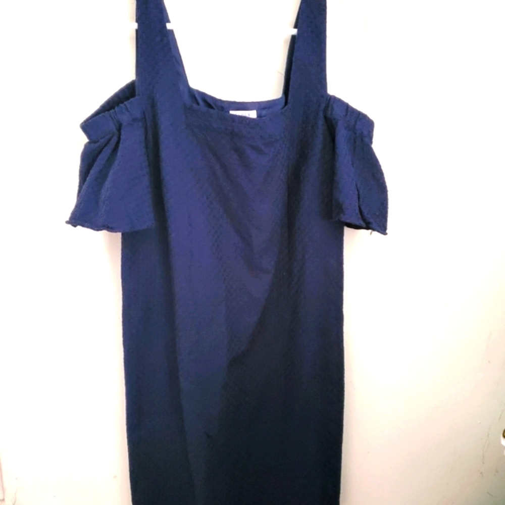 J. Crew Factory Navy Off-Shoulder Dress